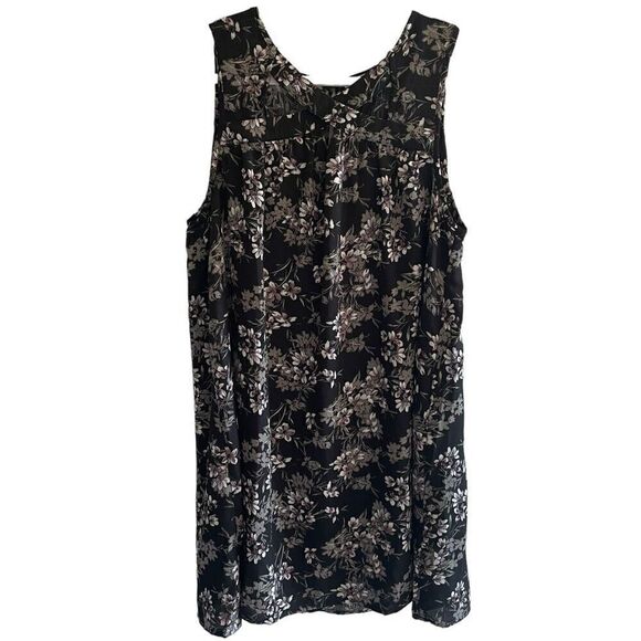 Entro Black Floral Sleeveless Shift Summer Mini Dress Women’s Size Small - Picture 1 of 5